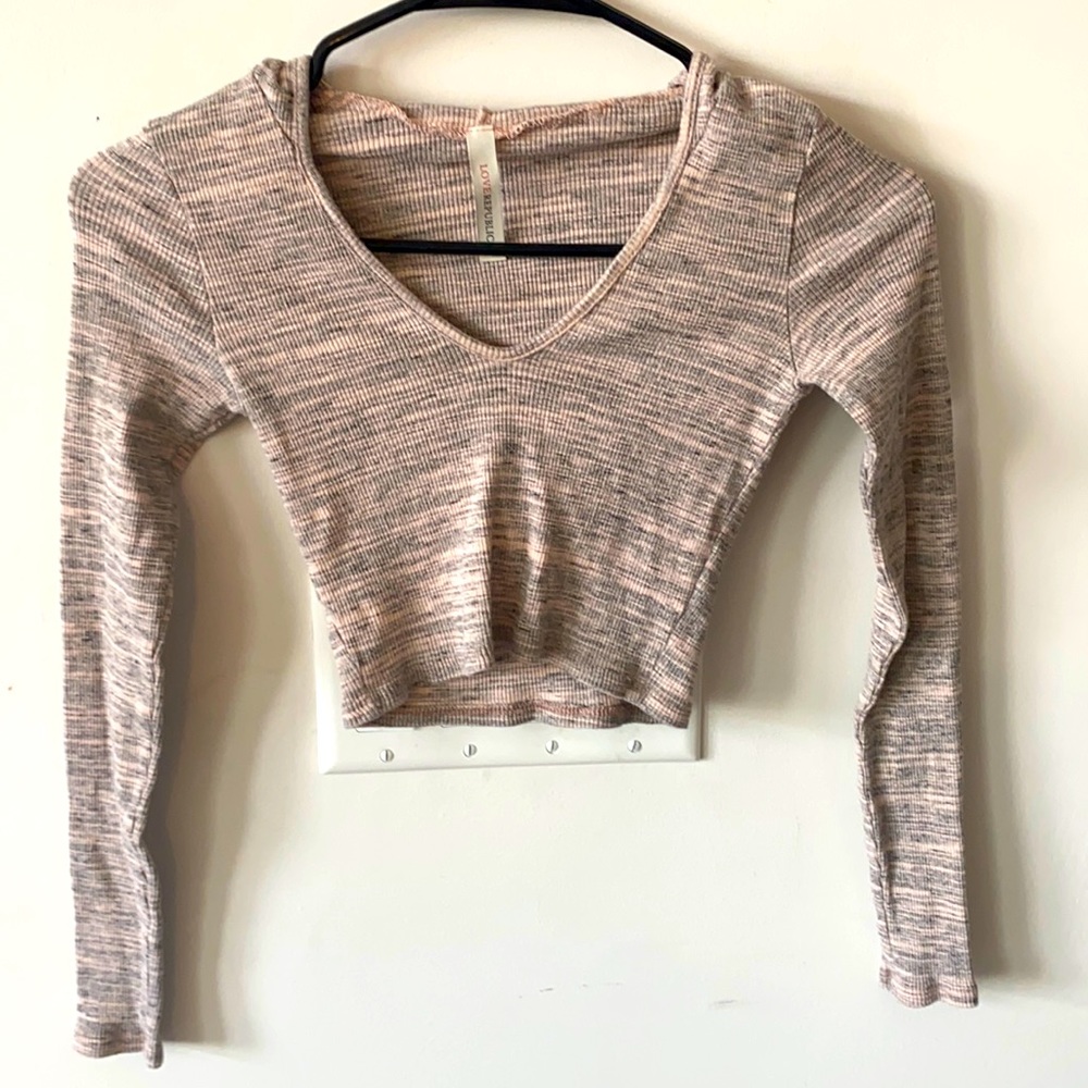 Love Republic Pink & Grey Crop Top Hoodie